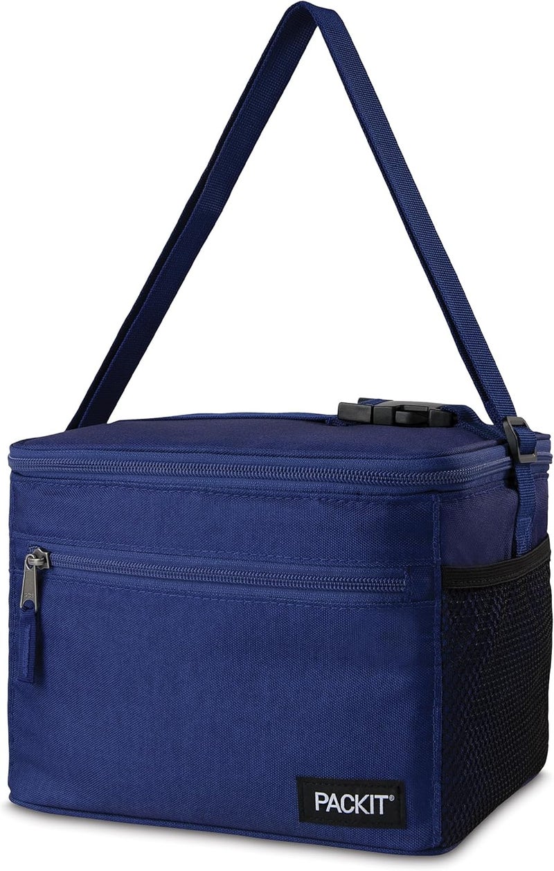 Pac-Kit ® Freezable Essential Cooler, True Blue, Built with EcoFreeze® Technology, Fully Freezable, Collapsible, Reusable, With Adjustable Crossbody Strap, Top Clip Handle, Designed for Fresh Office - Image 2